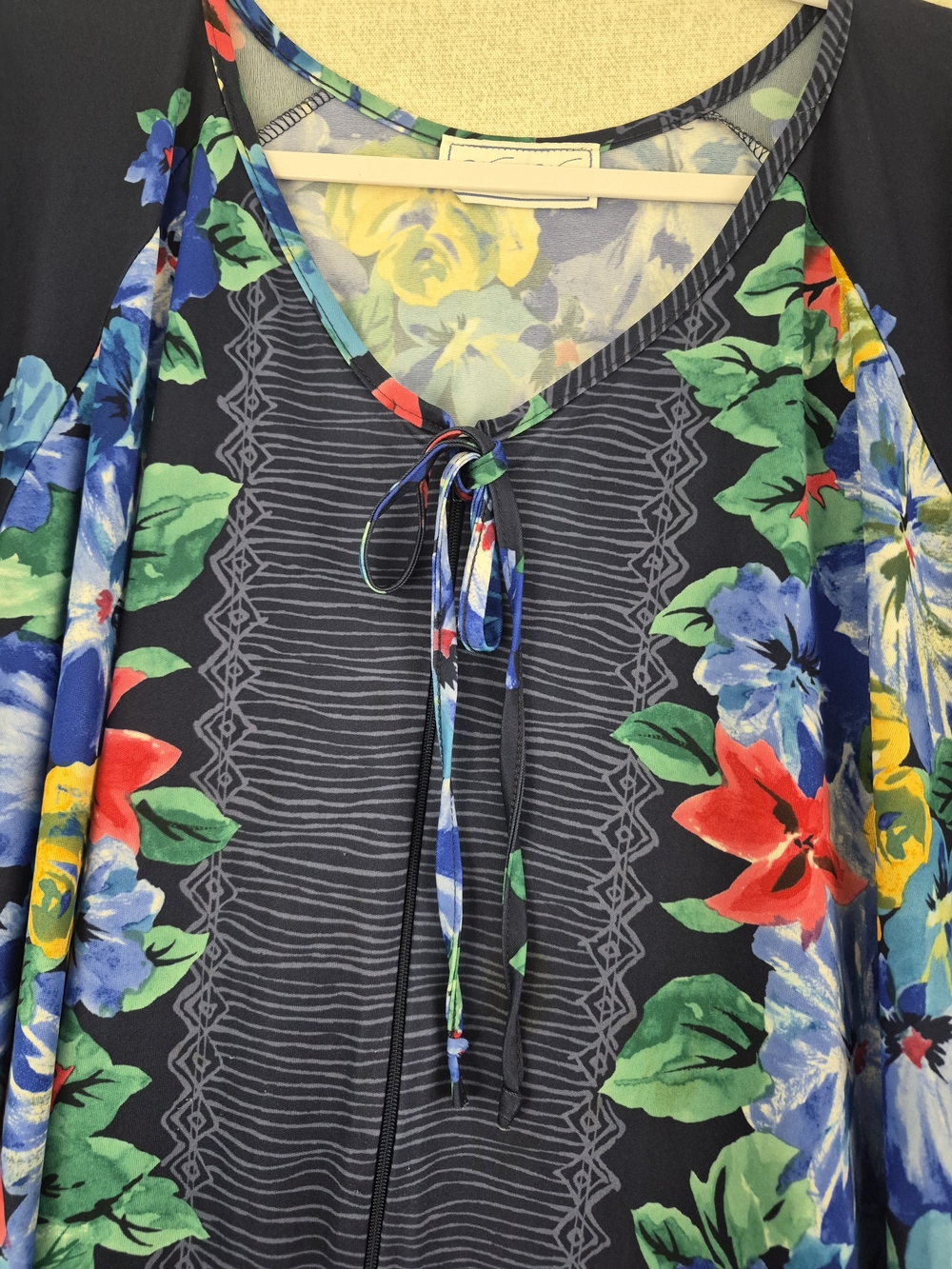 Within Floral Maxi Dress Navy Blue Colorful Flowers Short Sleeve Boho (SKU353 G) - Picture 8 of 14